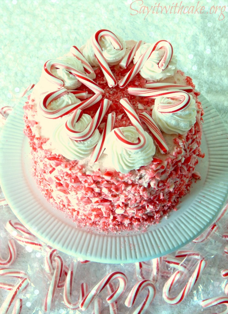 top view of candy cane cake1