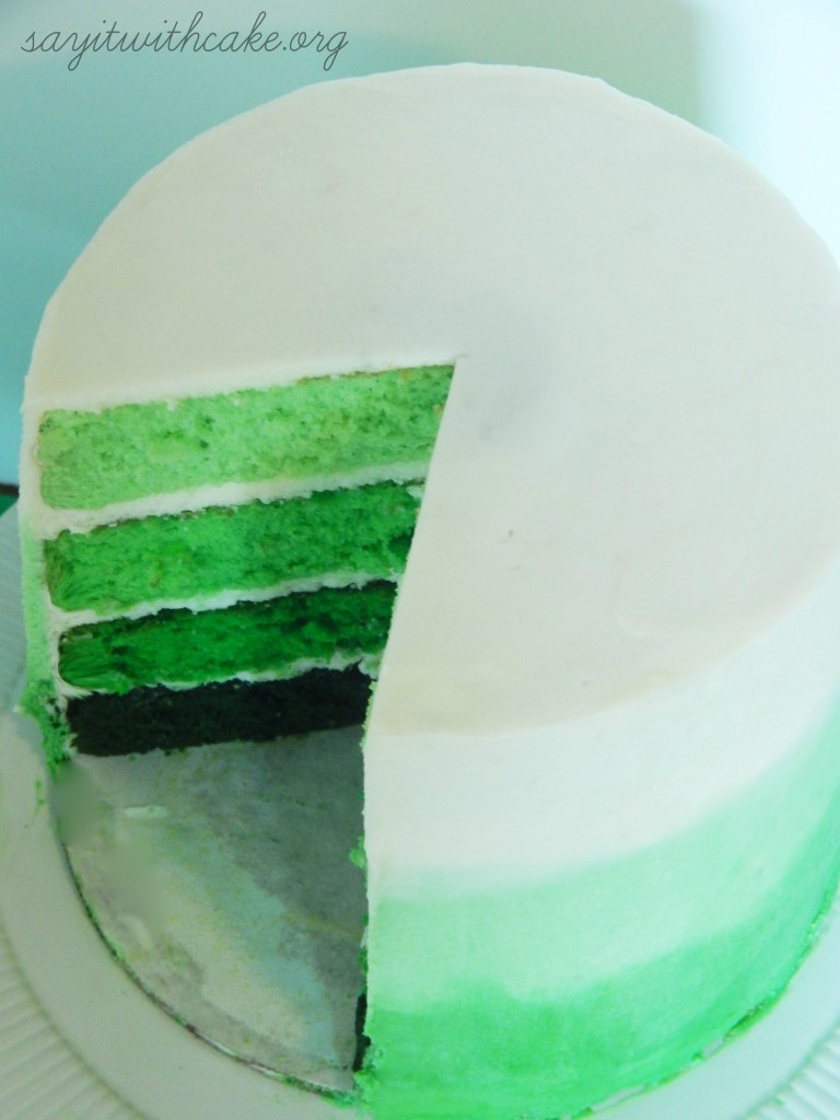 green ombre layer cake