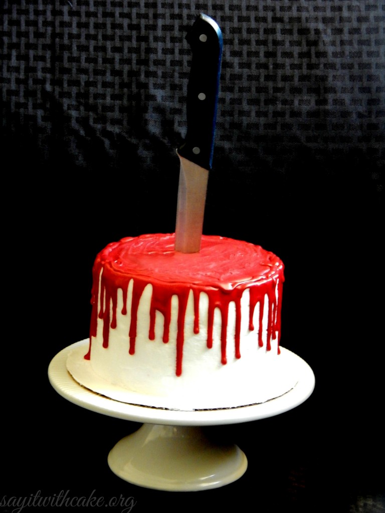 Bloody Halloween Cake with Knife