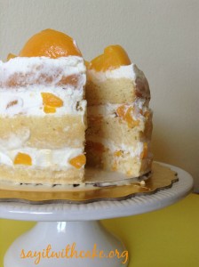 Tres Leche Cake with peaches