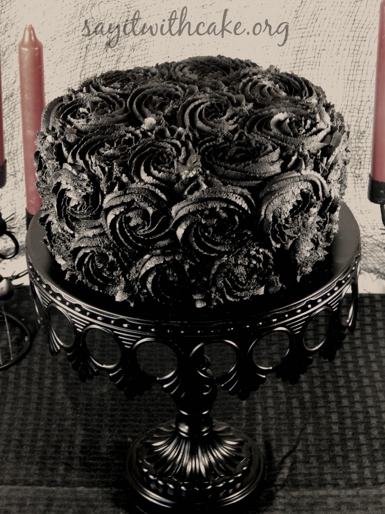 black rose swirl cake